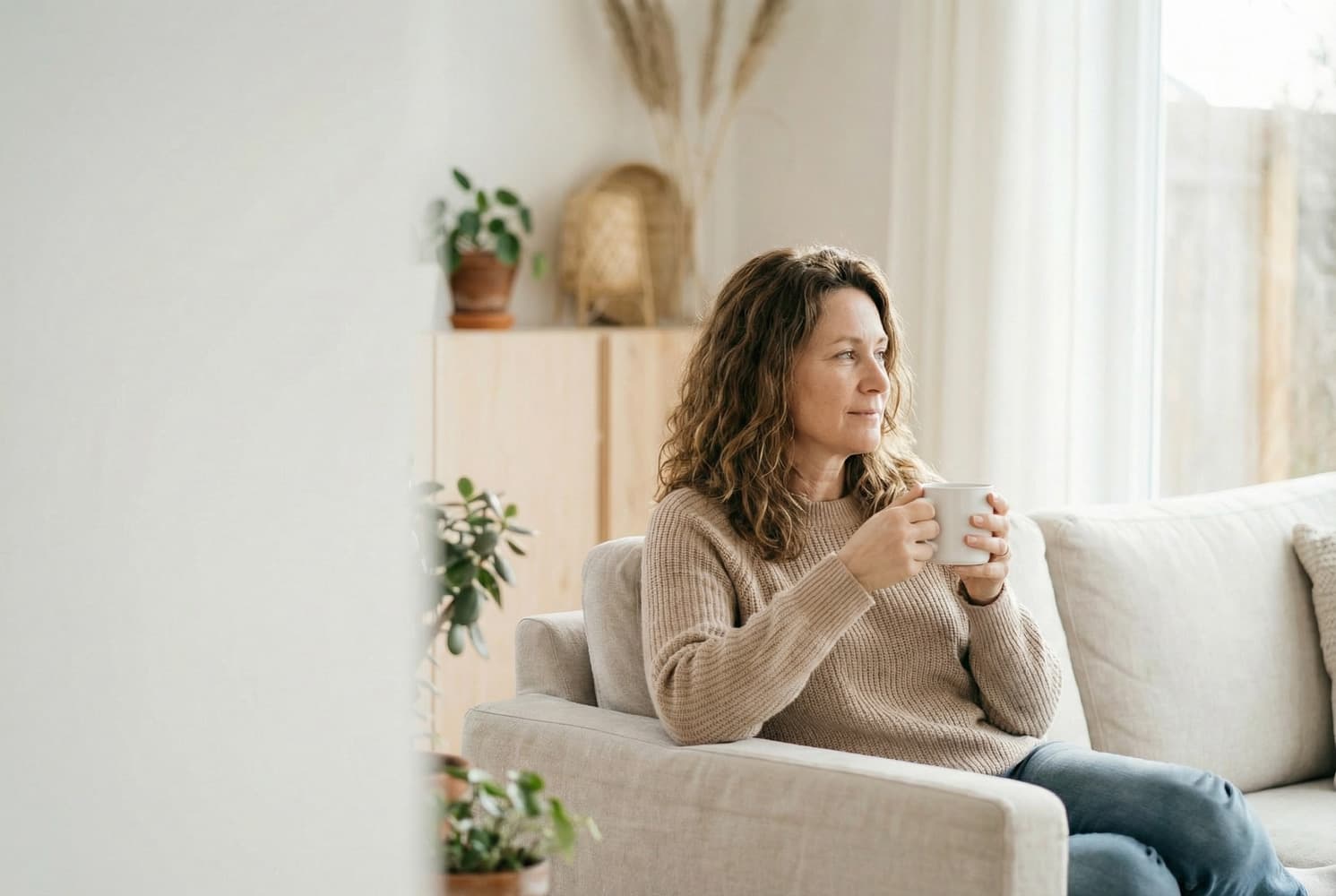 Frau am Fenster – souverän und klar